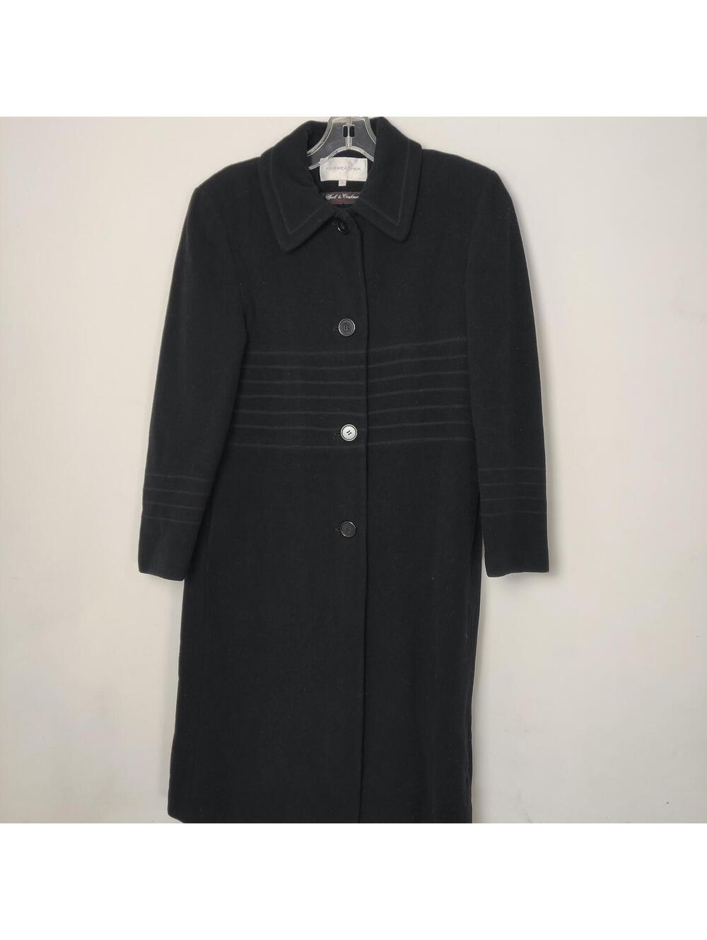 Fairweather Black Wool Cashmere Blend Long Coat Women’s Size 8